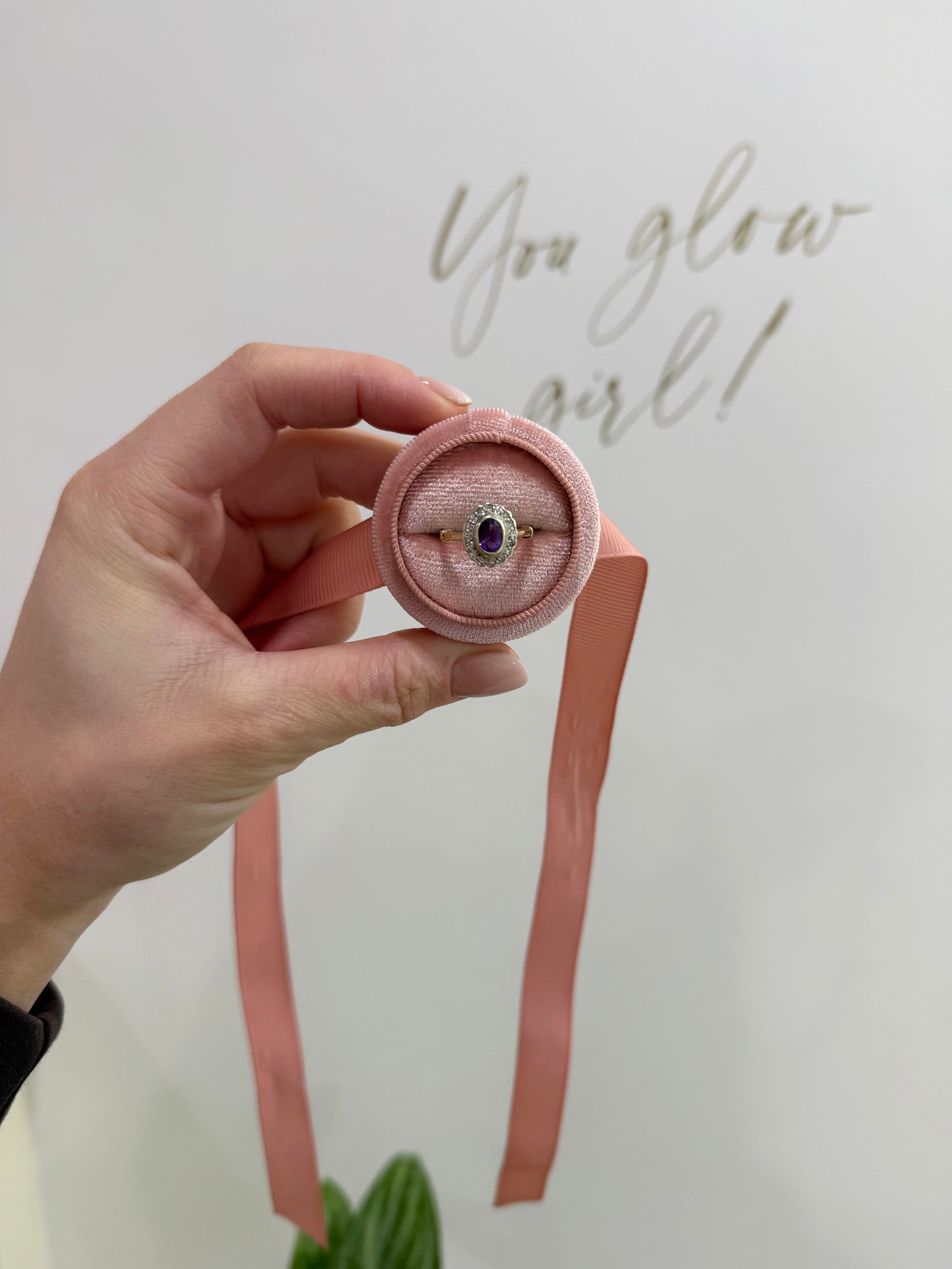 9ct Amethyst & Diamond Ring