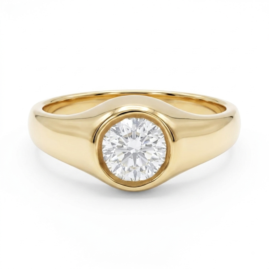 9ct Gold Cubic Zirconia Signet Ring
