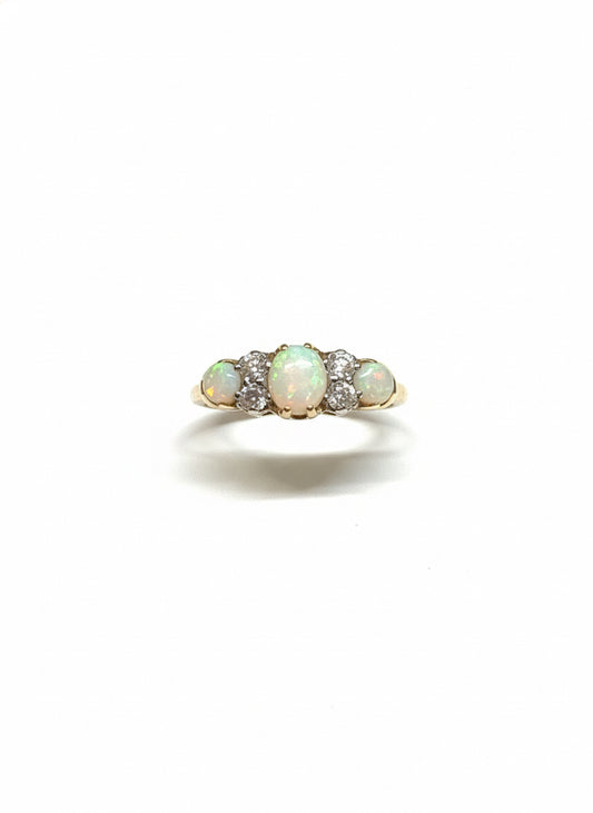 9ct Gold Opal & Diamond Ring