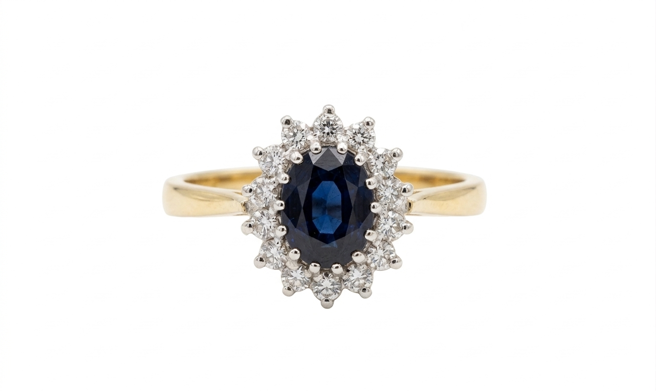 18ct Sapphire & Diamond Cluster Ring