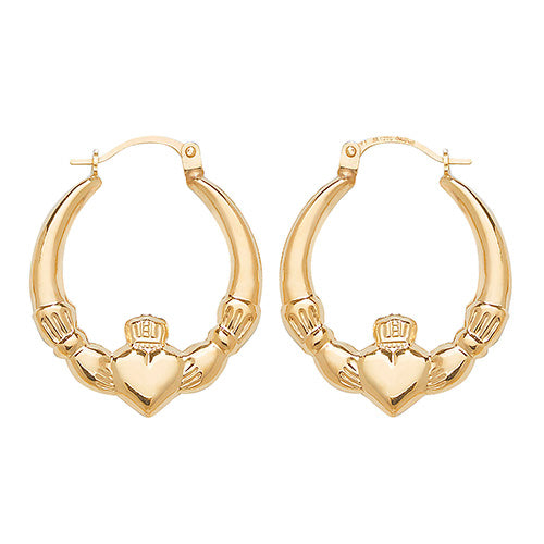 9ct Gold Claddagh Hoop Earrings
