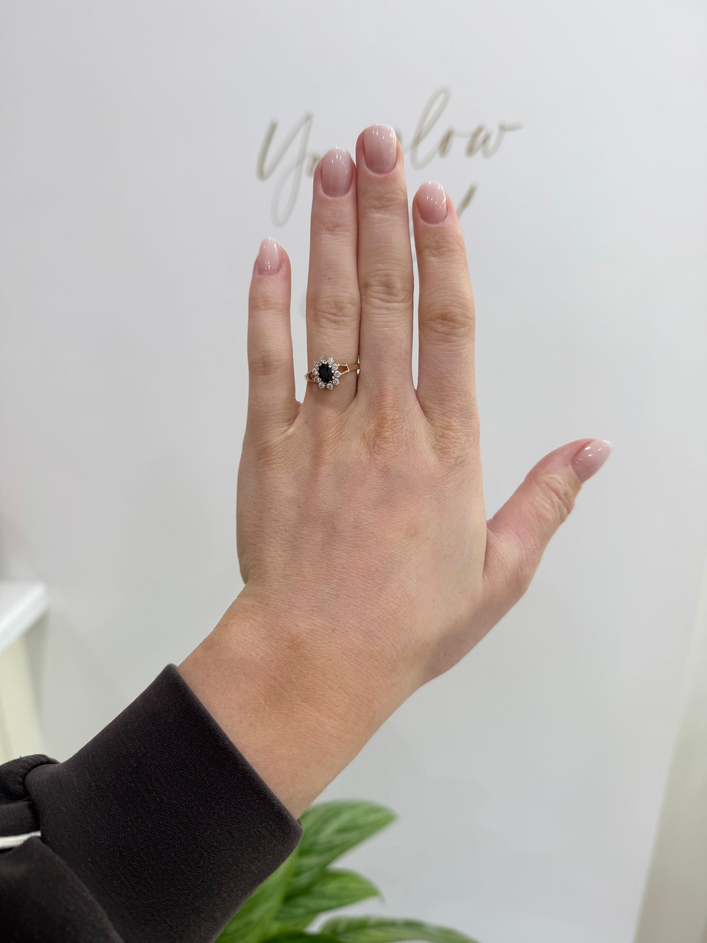 9ct Gold Sapphire & CZ Cluster Ring