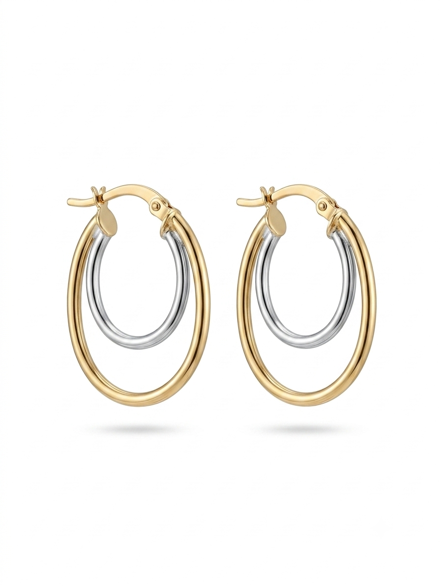 9ct Two Tone Hoop Earrings