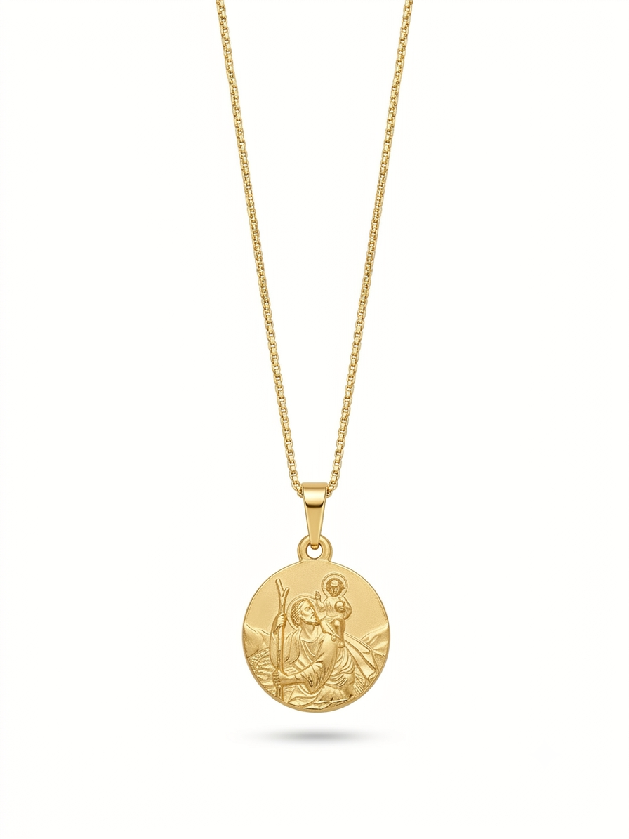 9ct Gold St Christopher Medal Necklace