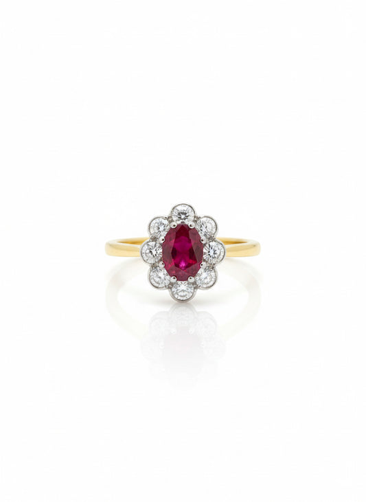18ct Ruby & Diamond Cluster Ring