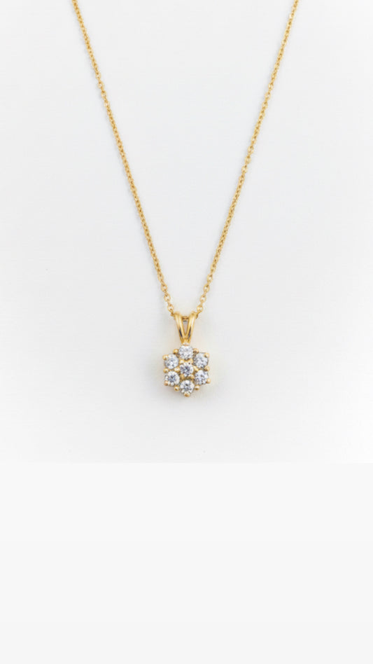 9ct Diamond Cluster Necklace