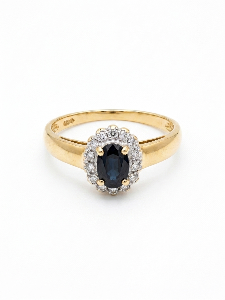 9ct Sapphire & Diamond Cluster Ring