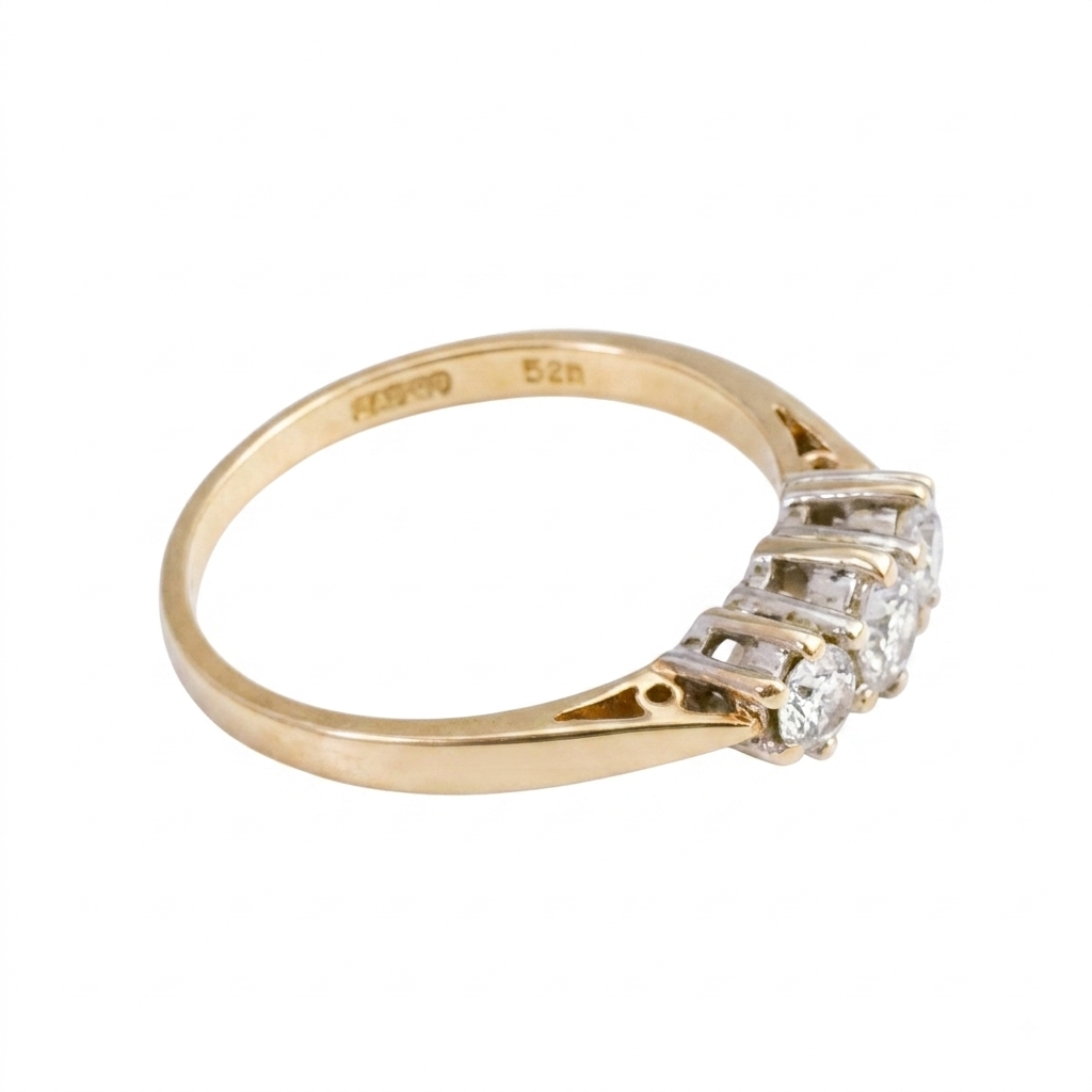 9ct Gold Natural Diamond Trilogy Ring