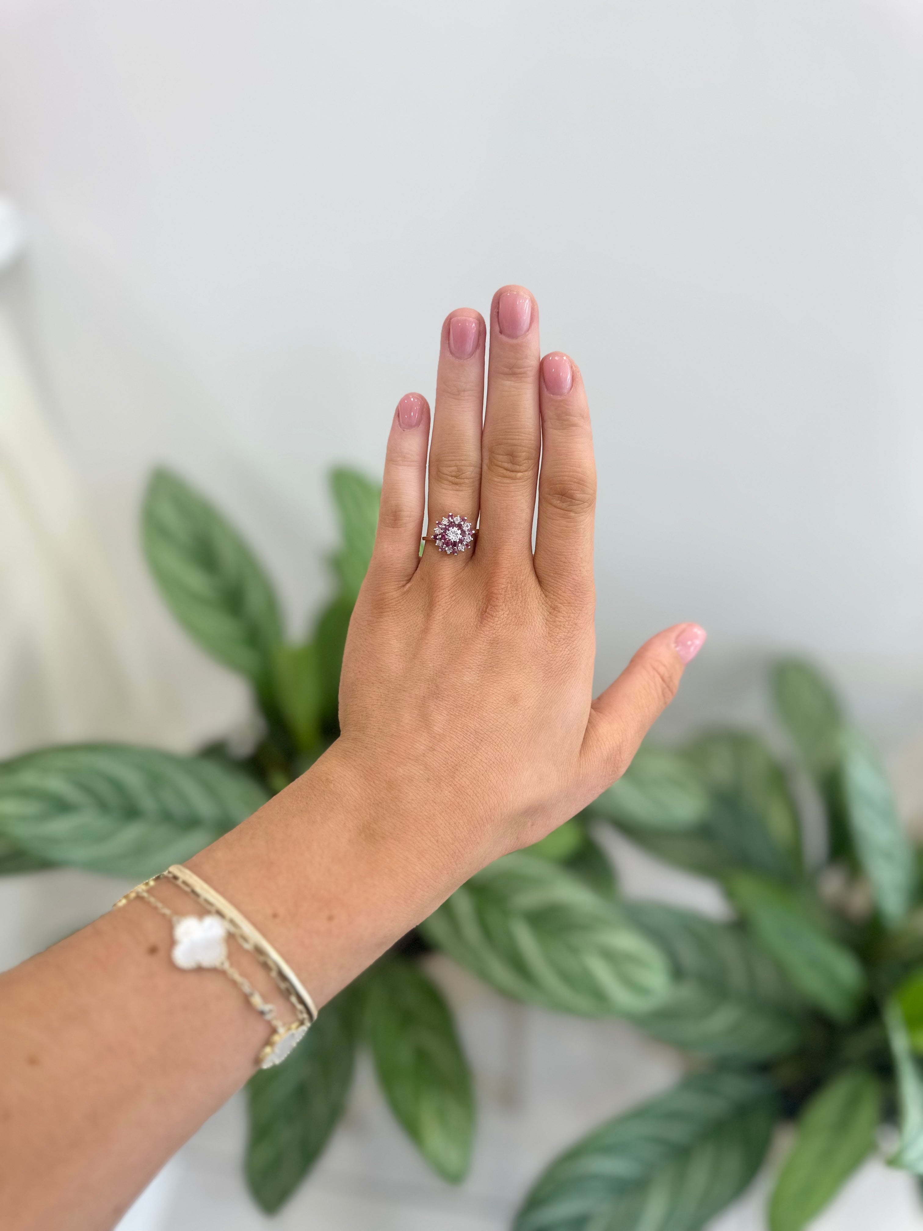 Ruby & Diamond Cluster Ring