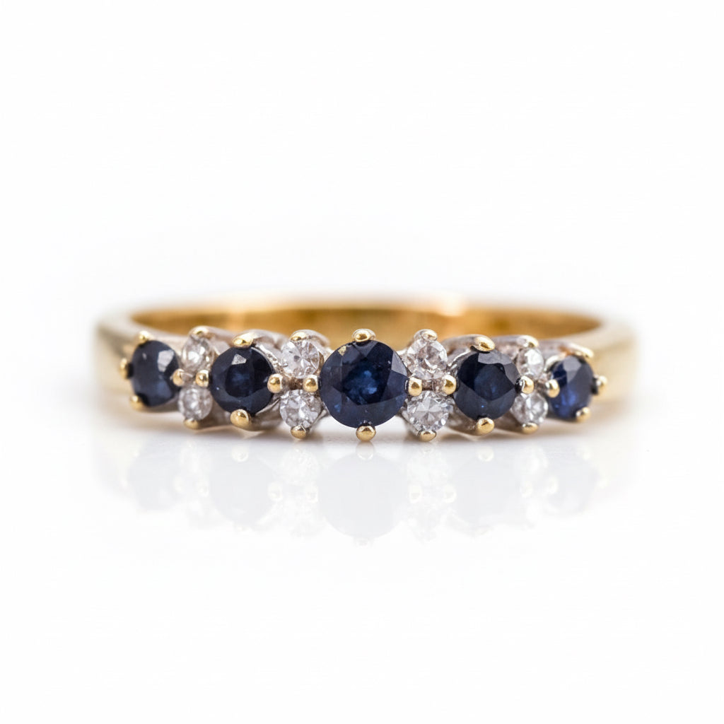 9ct Gold Sapphire & Diamond Ring