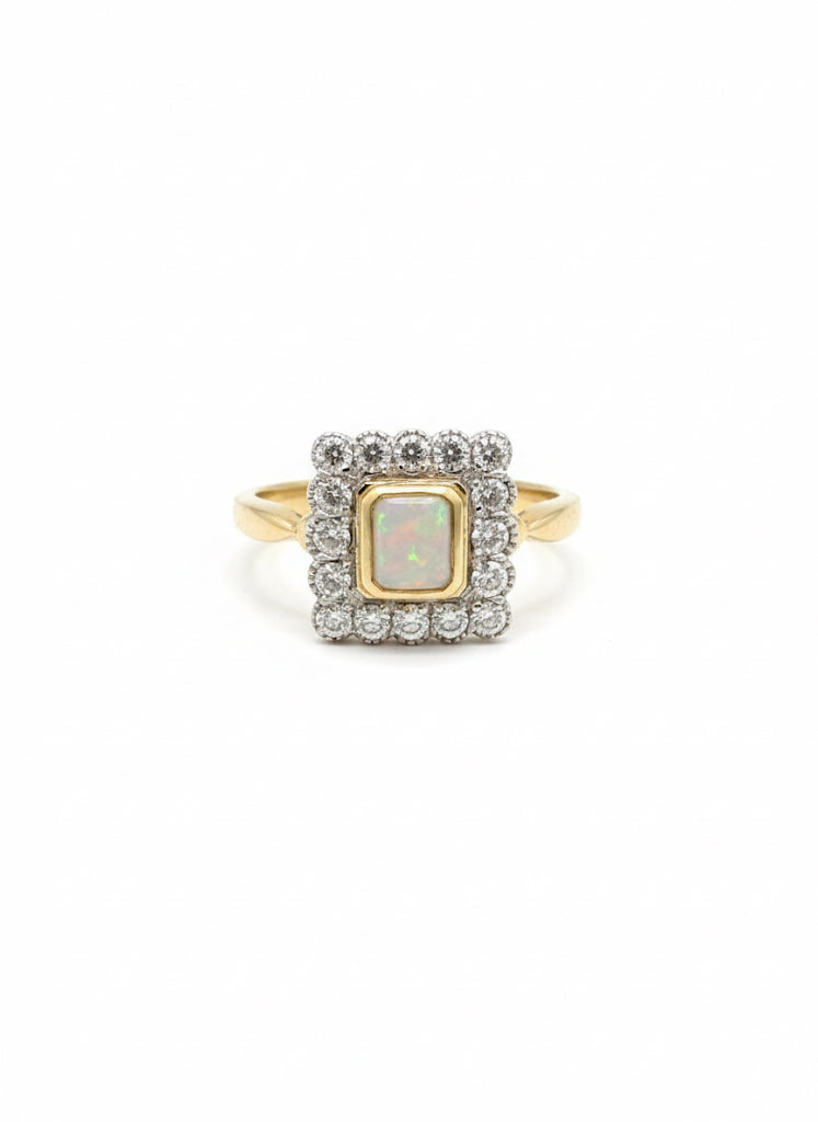 9ct Gold Opal & Diamond Ring