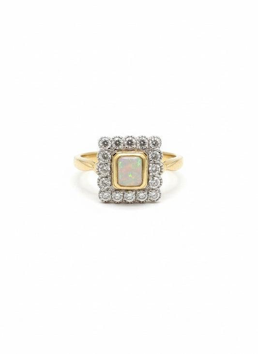 9ct Gold Opal & Diamond Ring