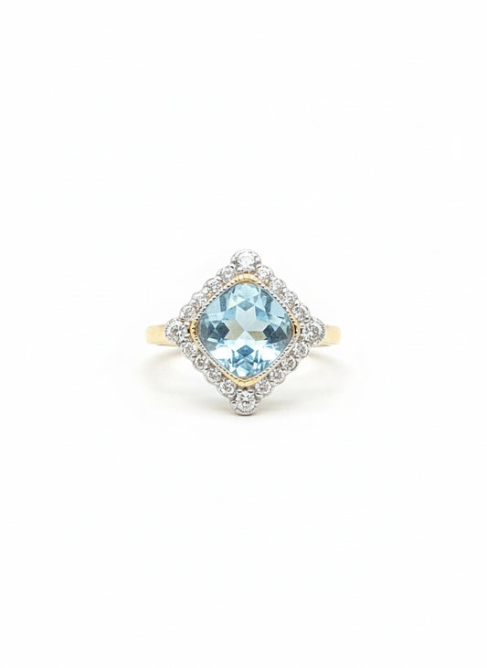 Sky Blue Topaz & Diamond Ring