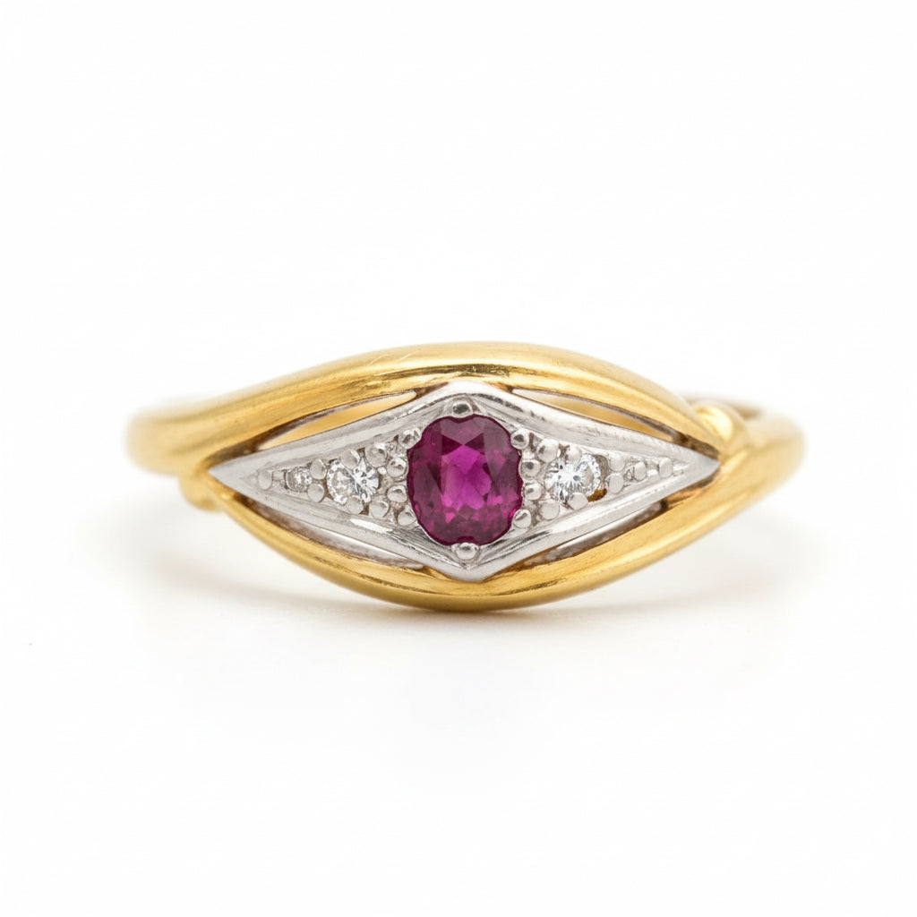 18ct Gold Art Deco Ruby Ellipse Ring