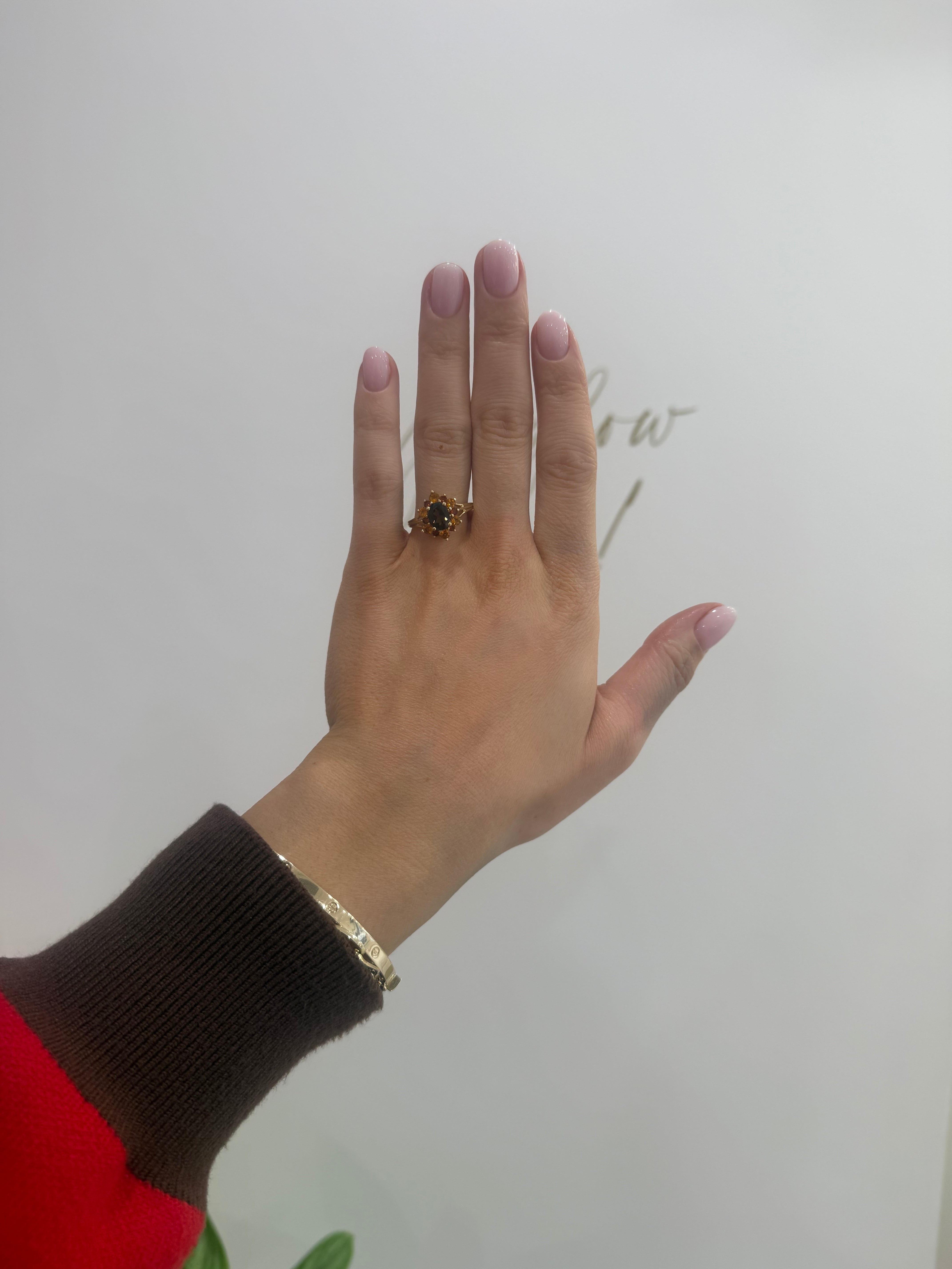 9ct Smokey Quartz & Citrine Cluster Ring
