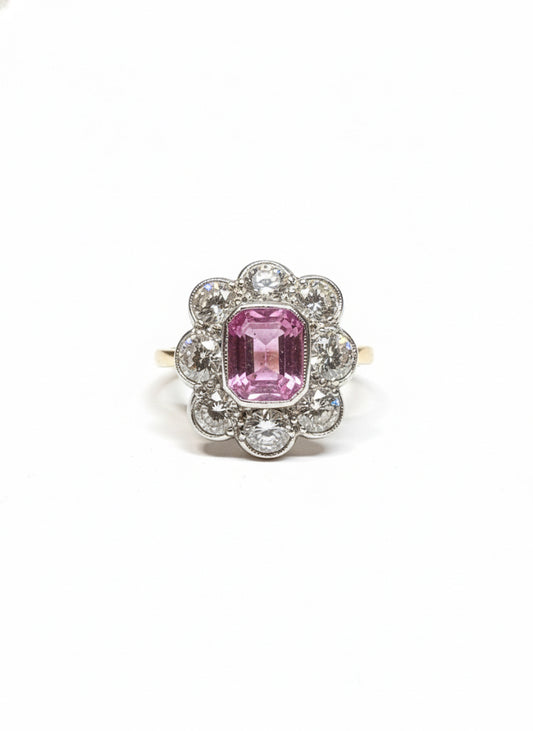 18ct Pink Sapphire & Diamond Ring