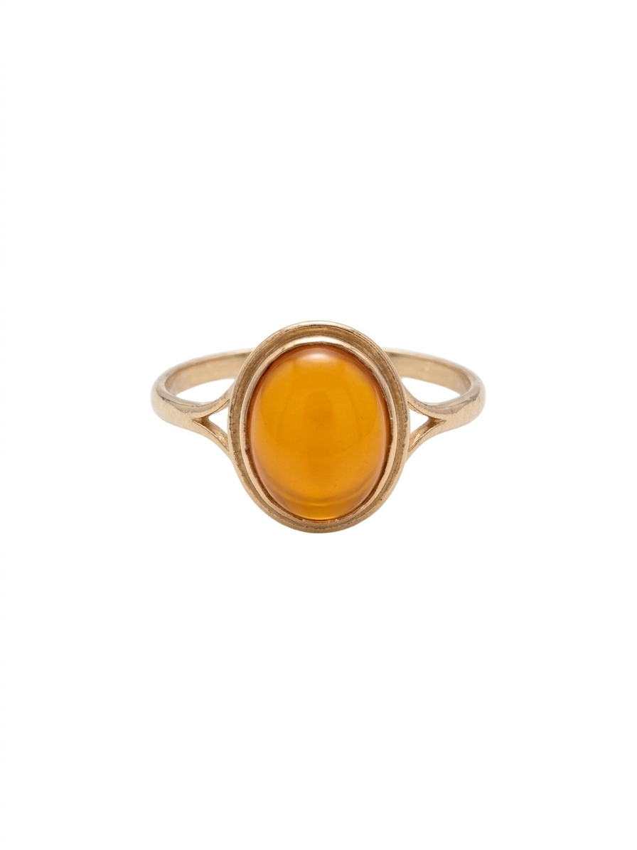 9ct Gold Amber Ring
