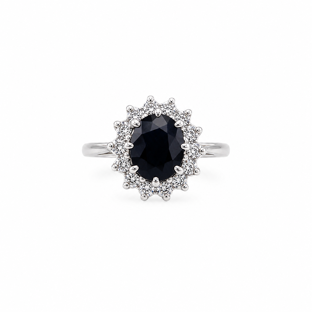 9ct White Gold Sapphire & Diamond Cluster Ring