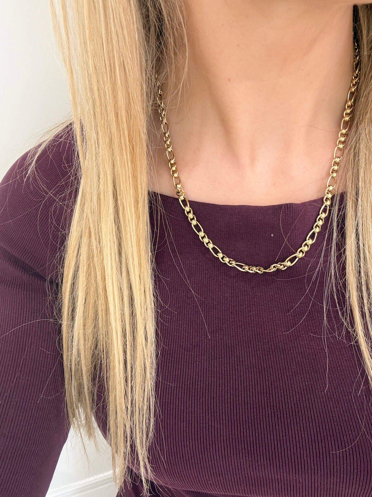 9ct Gold Heavy Roller/Figaro Link Necklace