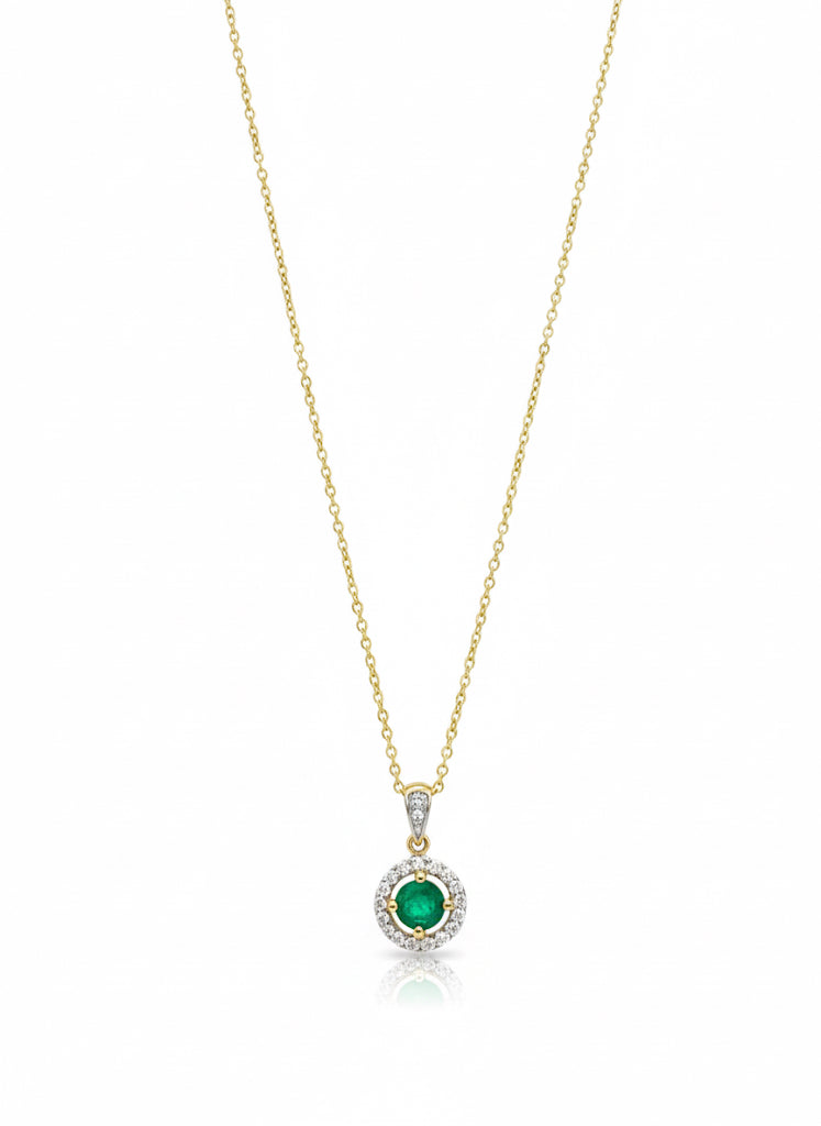 9ct Gold Emerald & Diamond Necklace