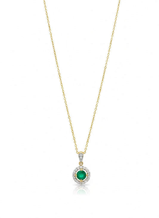 9ct Gold Emerald & Diamond Necklace