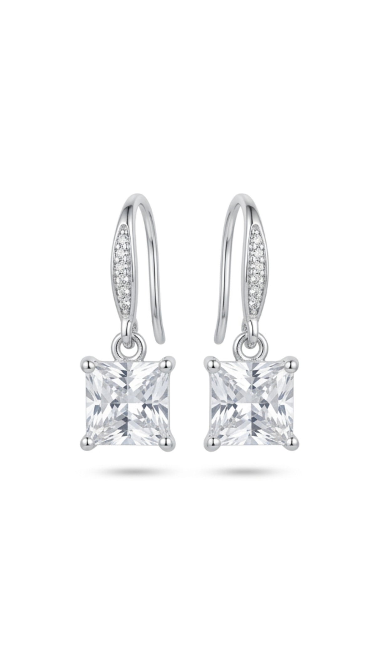 George Sterling Silver Cz Drop Earrings