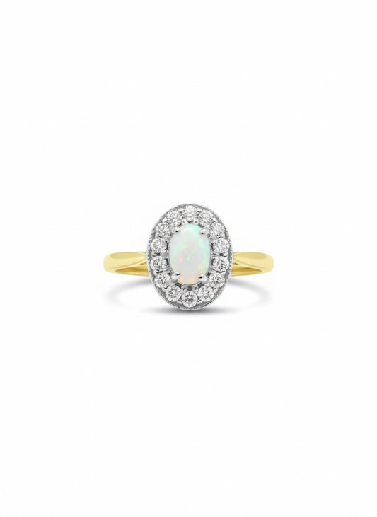 9ct Opal & Diamond Ring