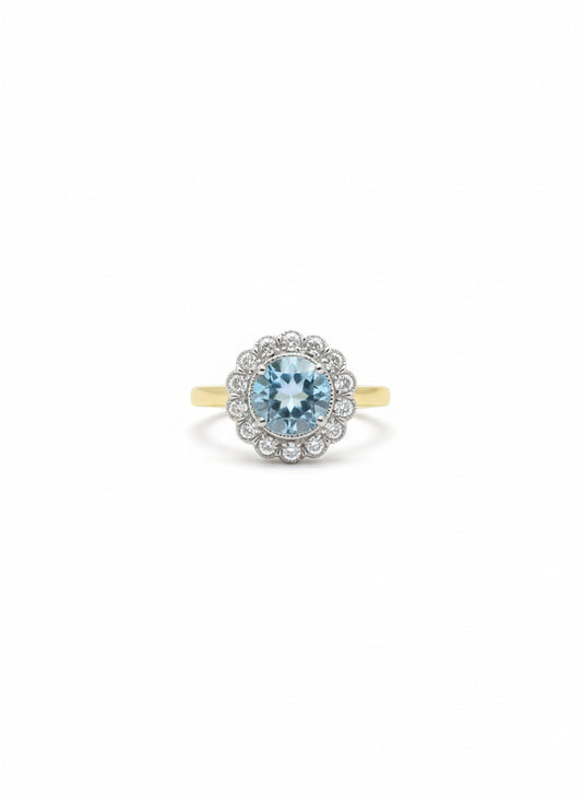Blue Topaz & Diamond Ring