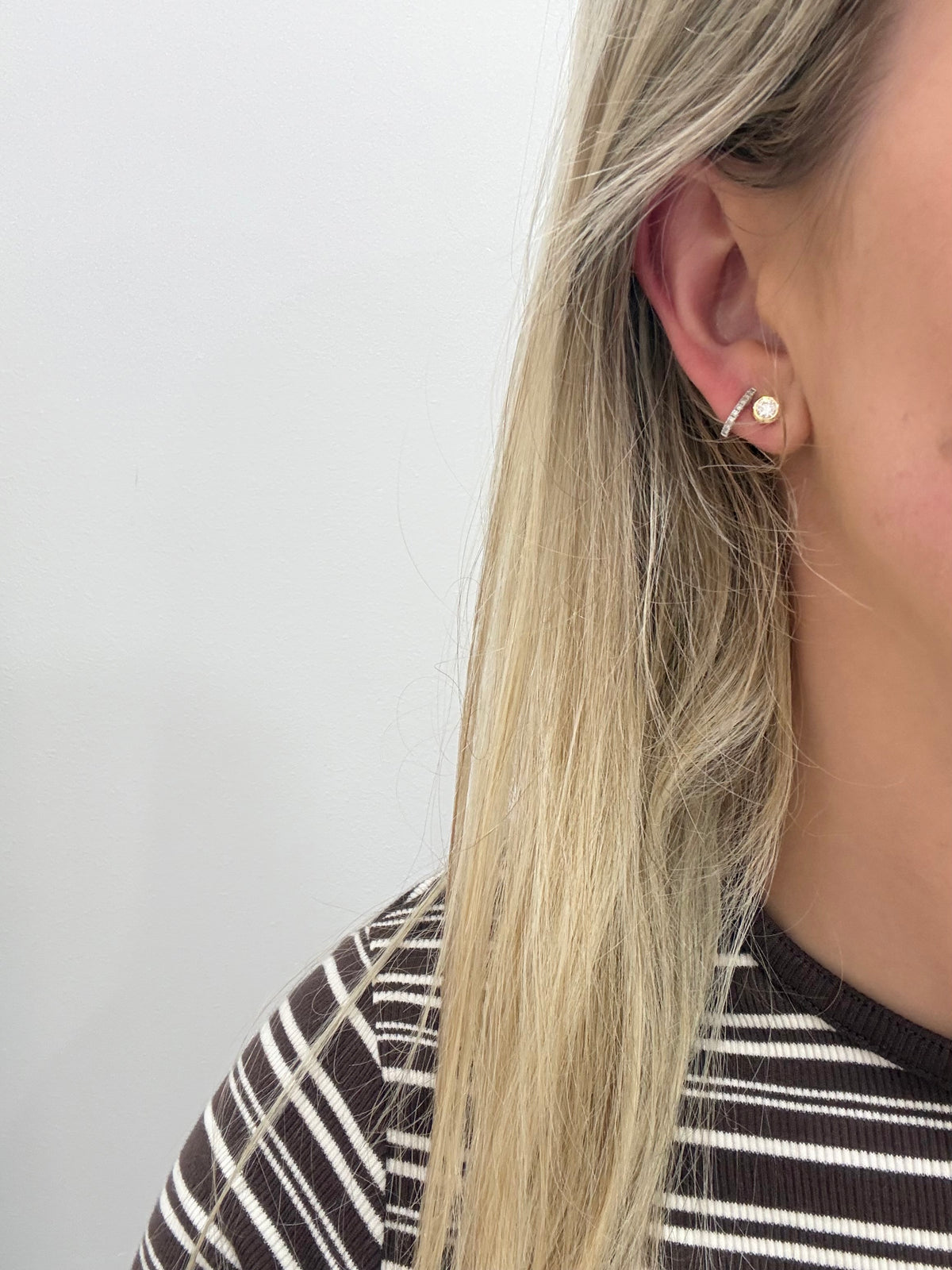 Gold Plated Small Cz Stoned Earrings