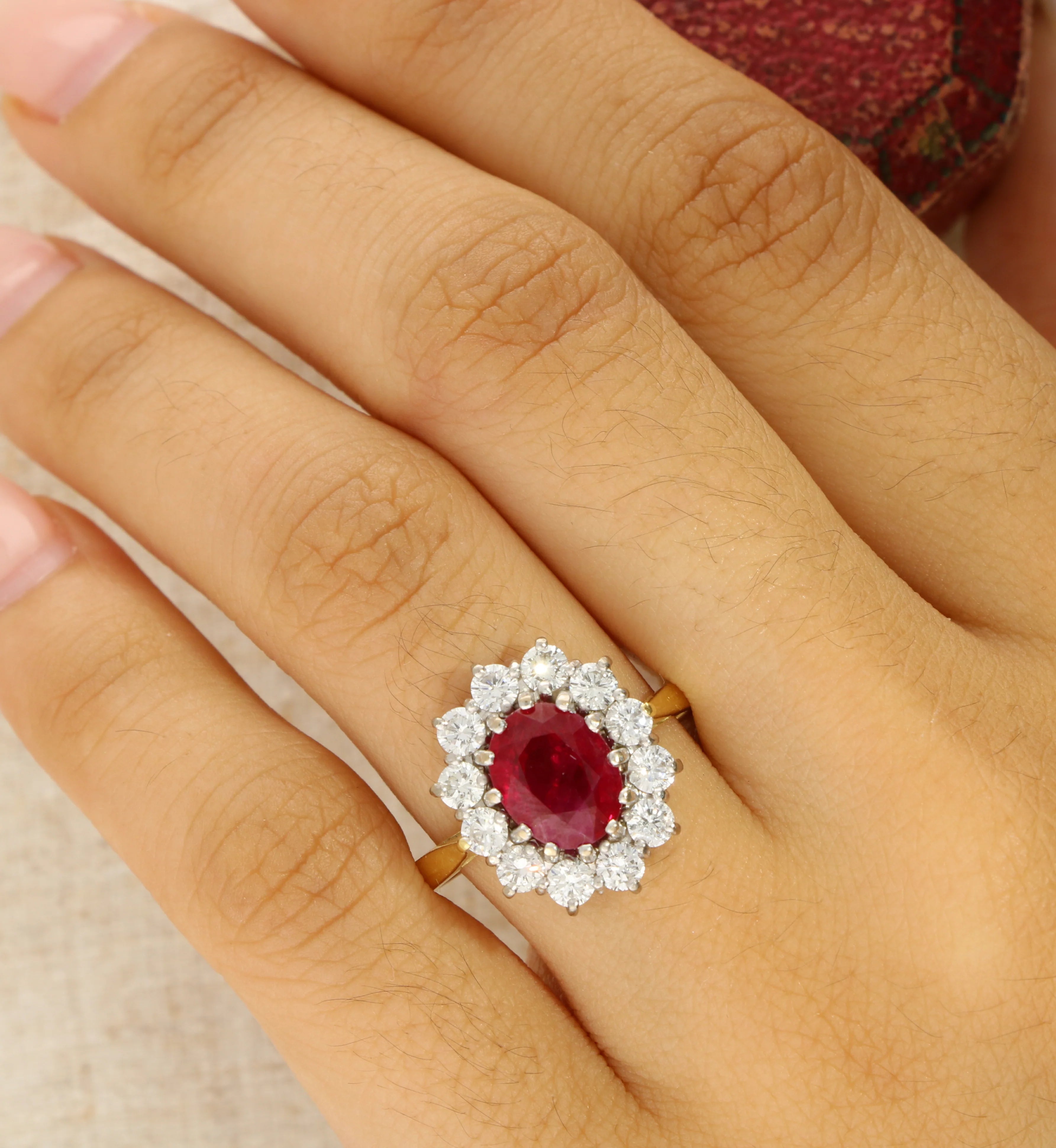 18ct Ruby & Diamond Cluster Ring