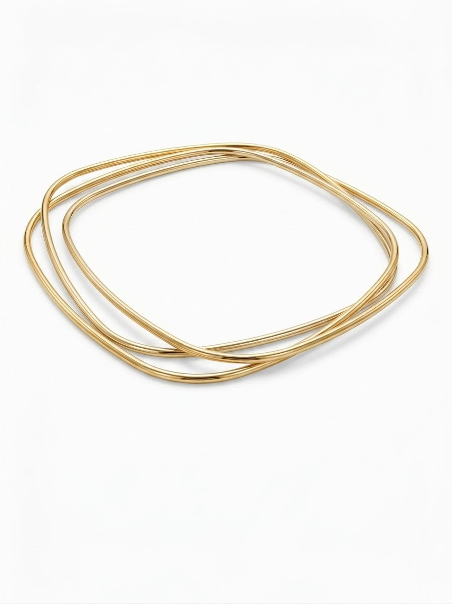 Lila Gold Plated Square Bangles