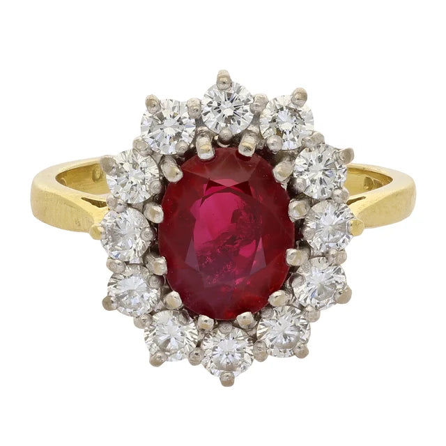 18ct Ruby & Diamond Cluster Ring