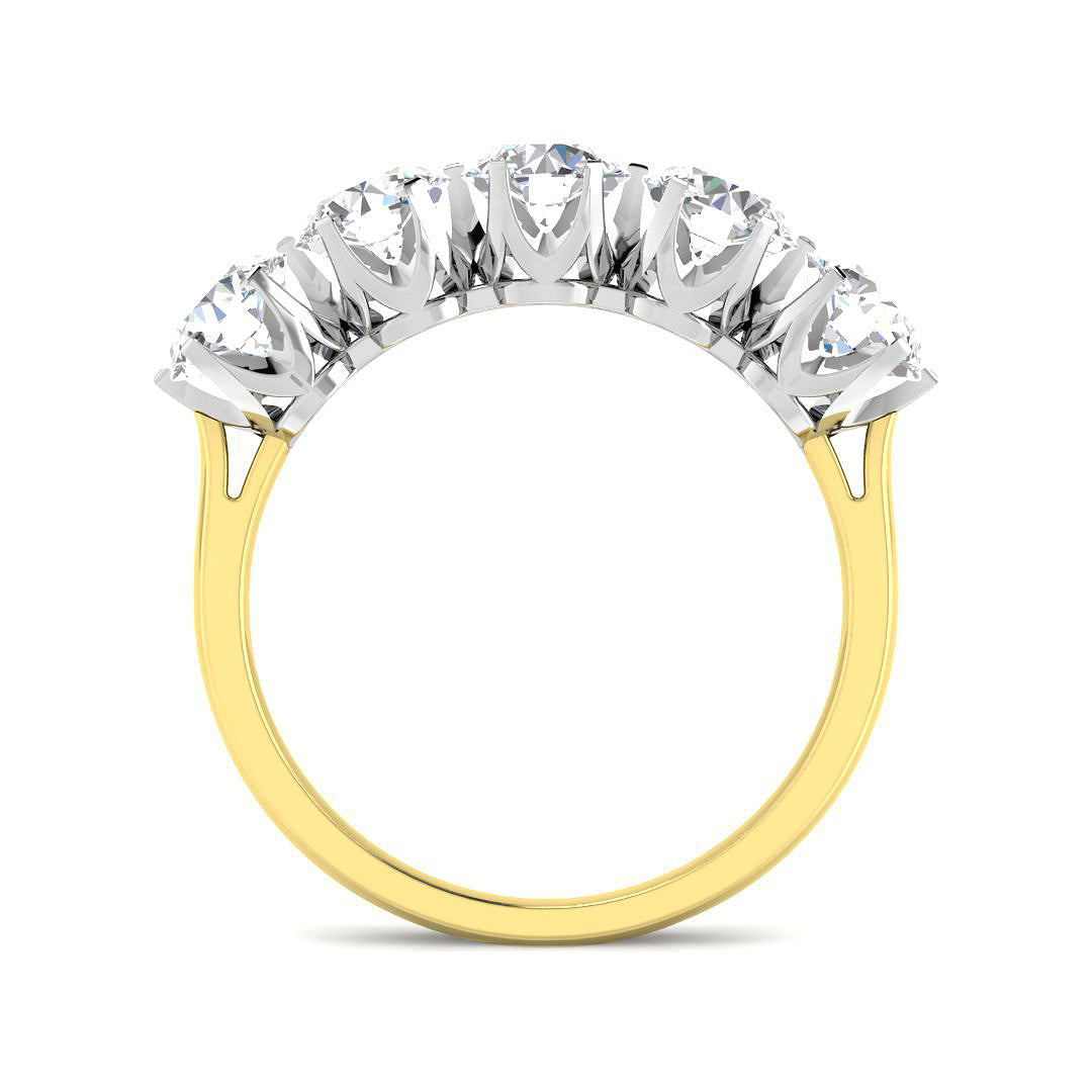 9ct Gold 5x Stone Old Cut Lab Diamond Ring