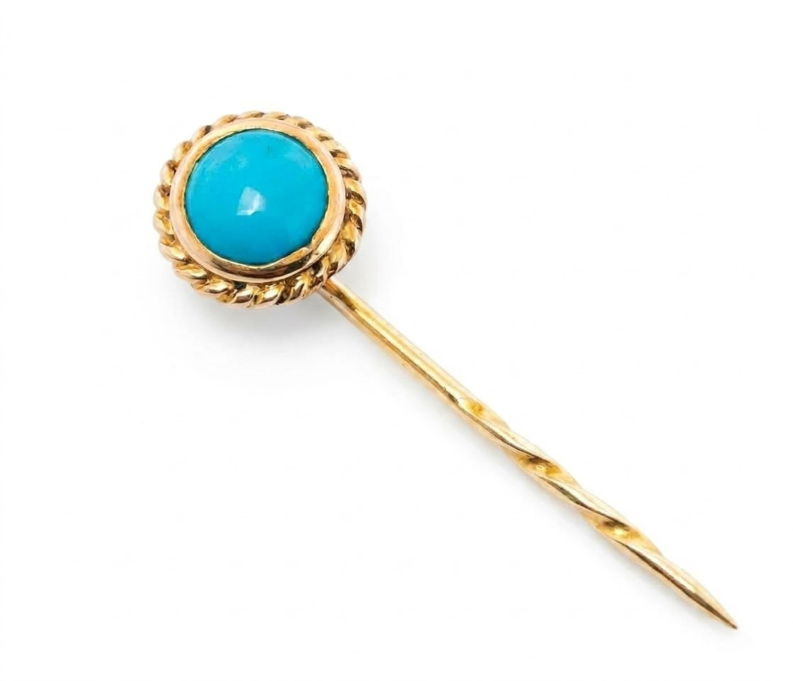 Antique Edwardian 9ct Gold & Turquoise Stickpin