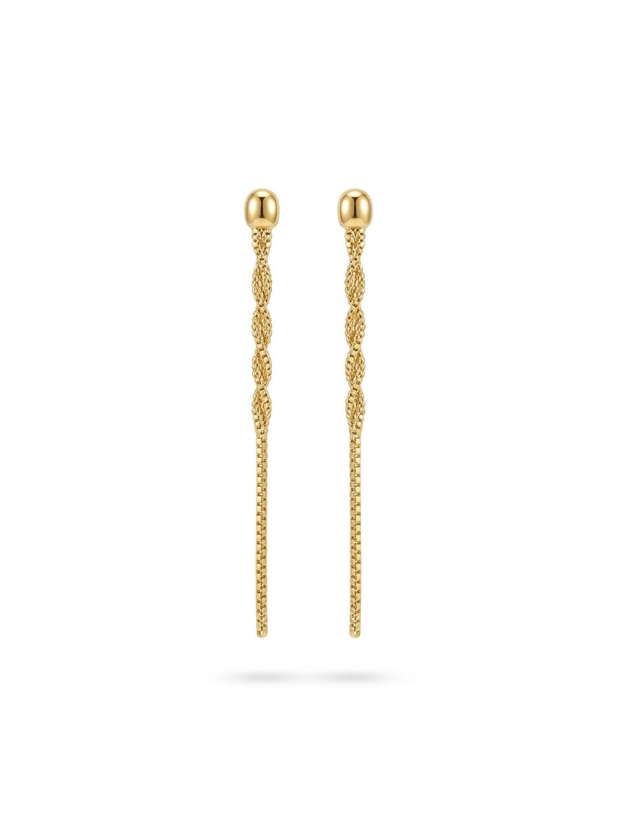 Gold Plated Jade Tassel Earrings