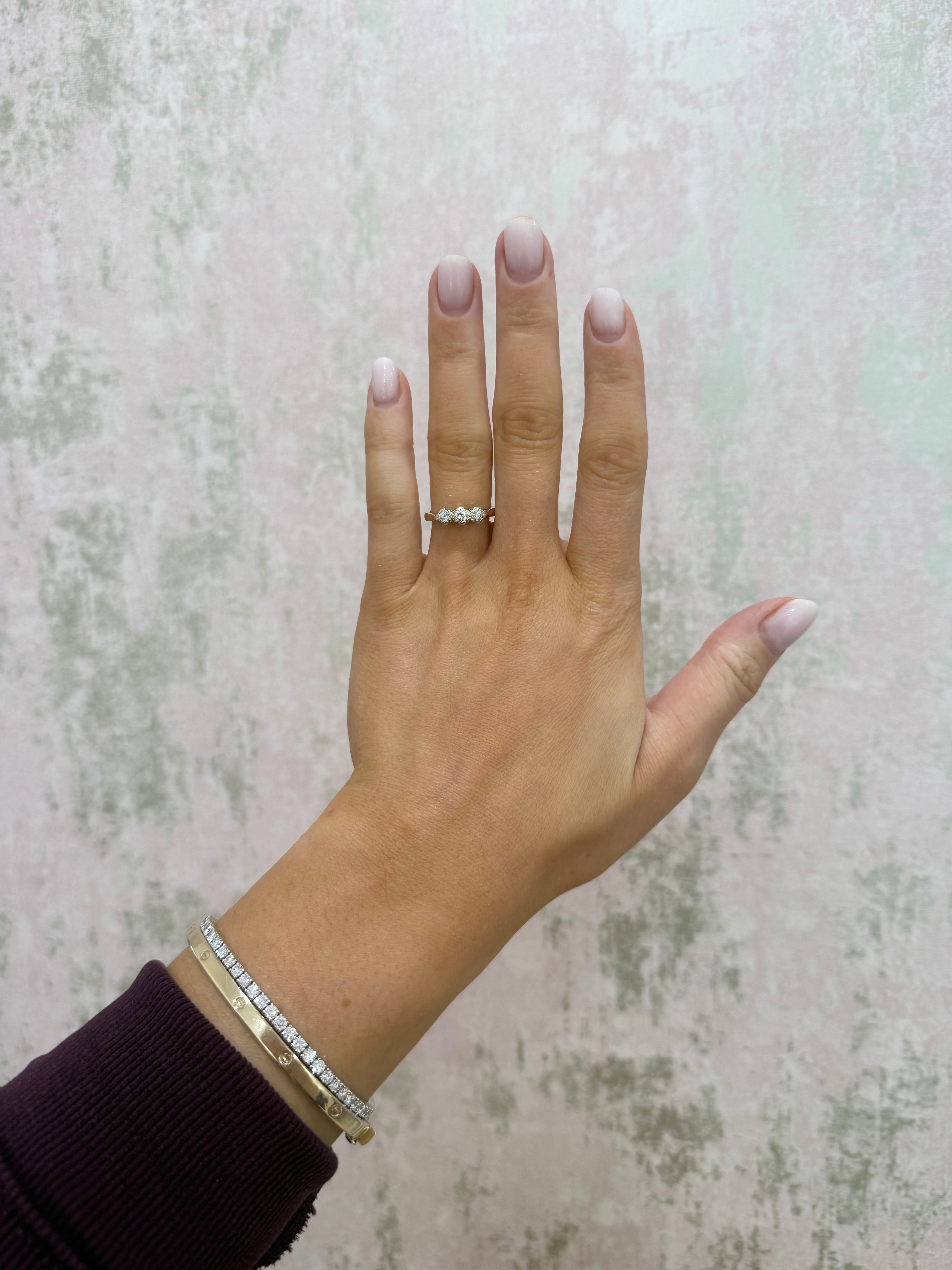 9ct Gold Natural Diamond Trilogy Ring