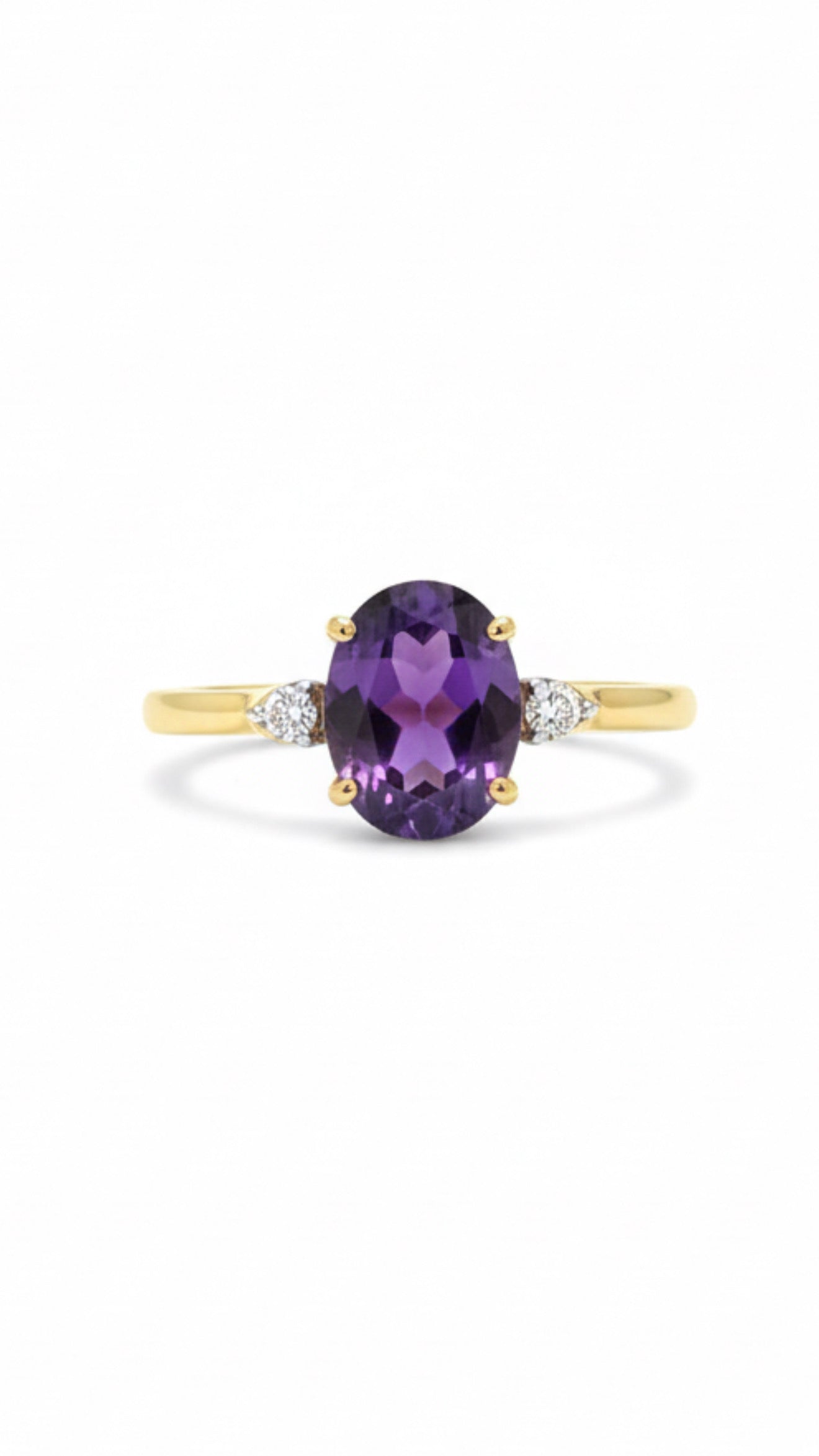 9ct Gold Amethyst & Diamond Ring