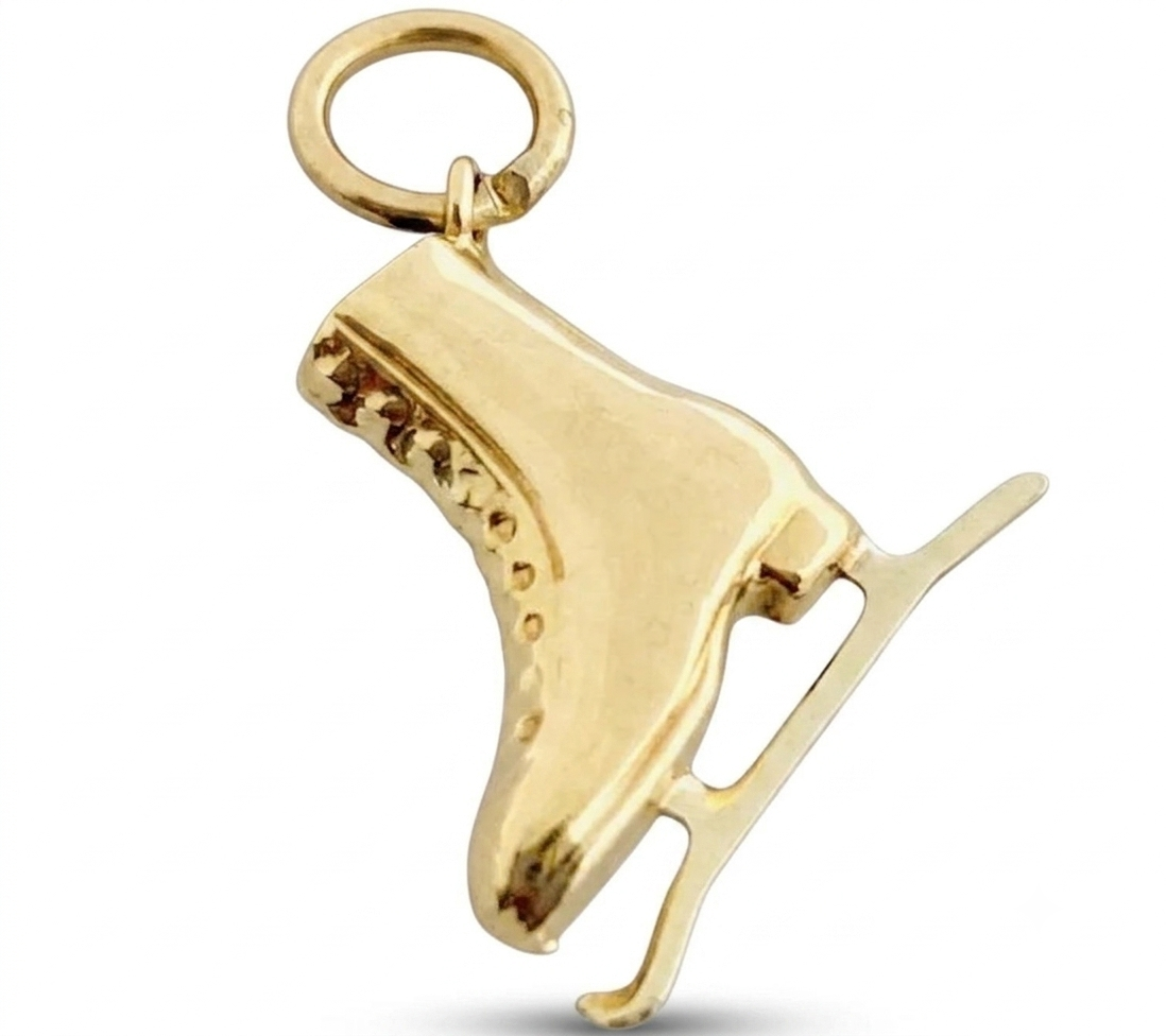 Vintage 9ct Gold Ice Skate Charm