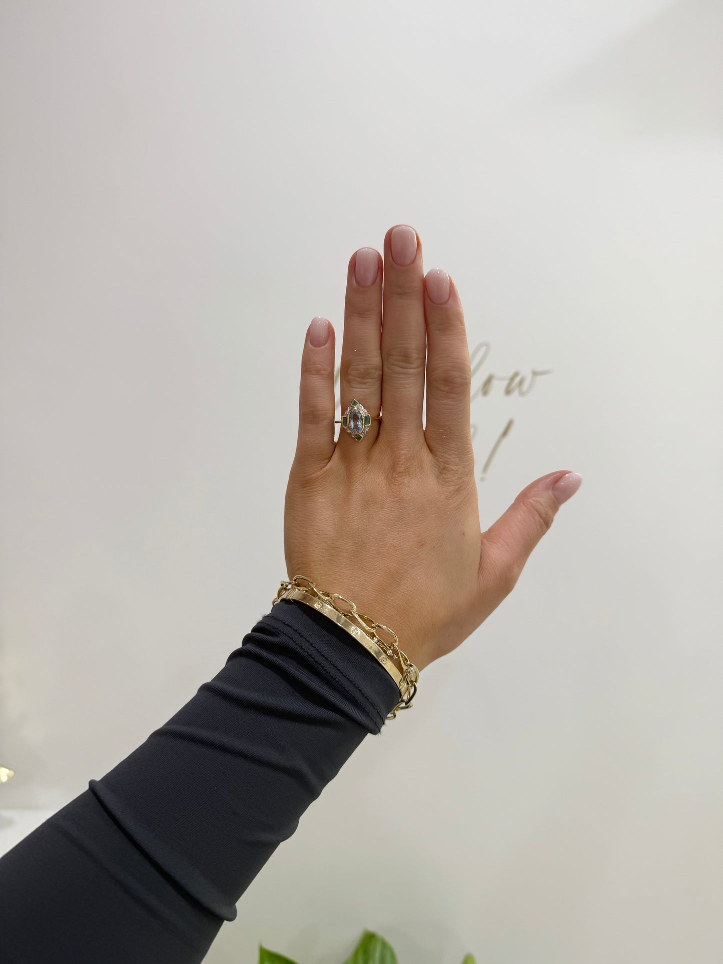 9ct Gold Sky Blue Topaz & Diamond Ring