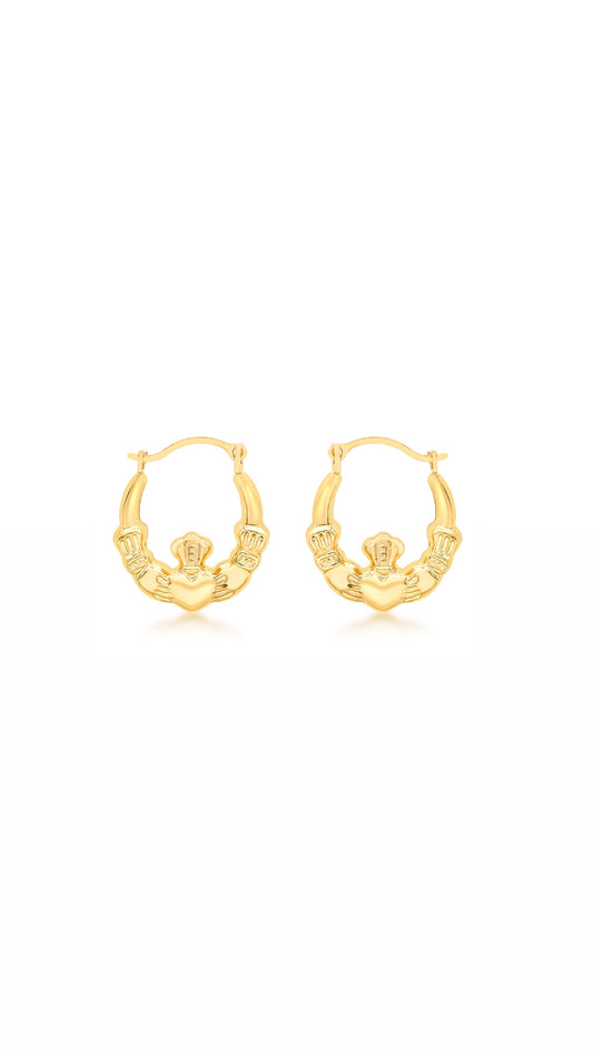 9ct Gold Claddagh Hoops