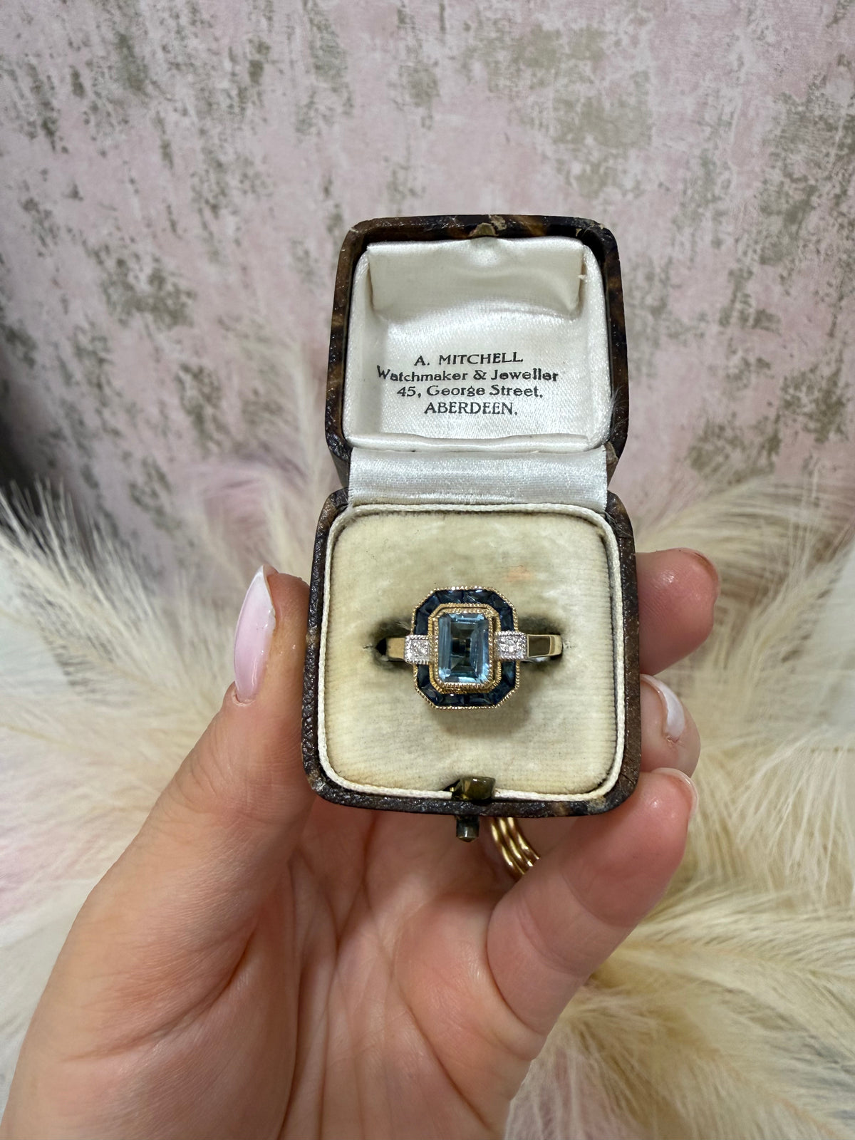 9ct Gold Sapphire, Topaz & Diamond Ring