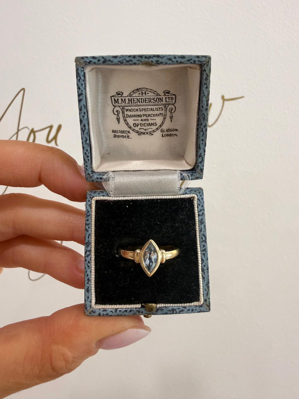 9ct Gold Marquise Cut Aquamarine Ring