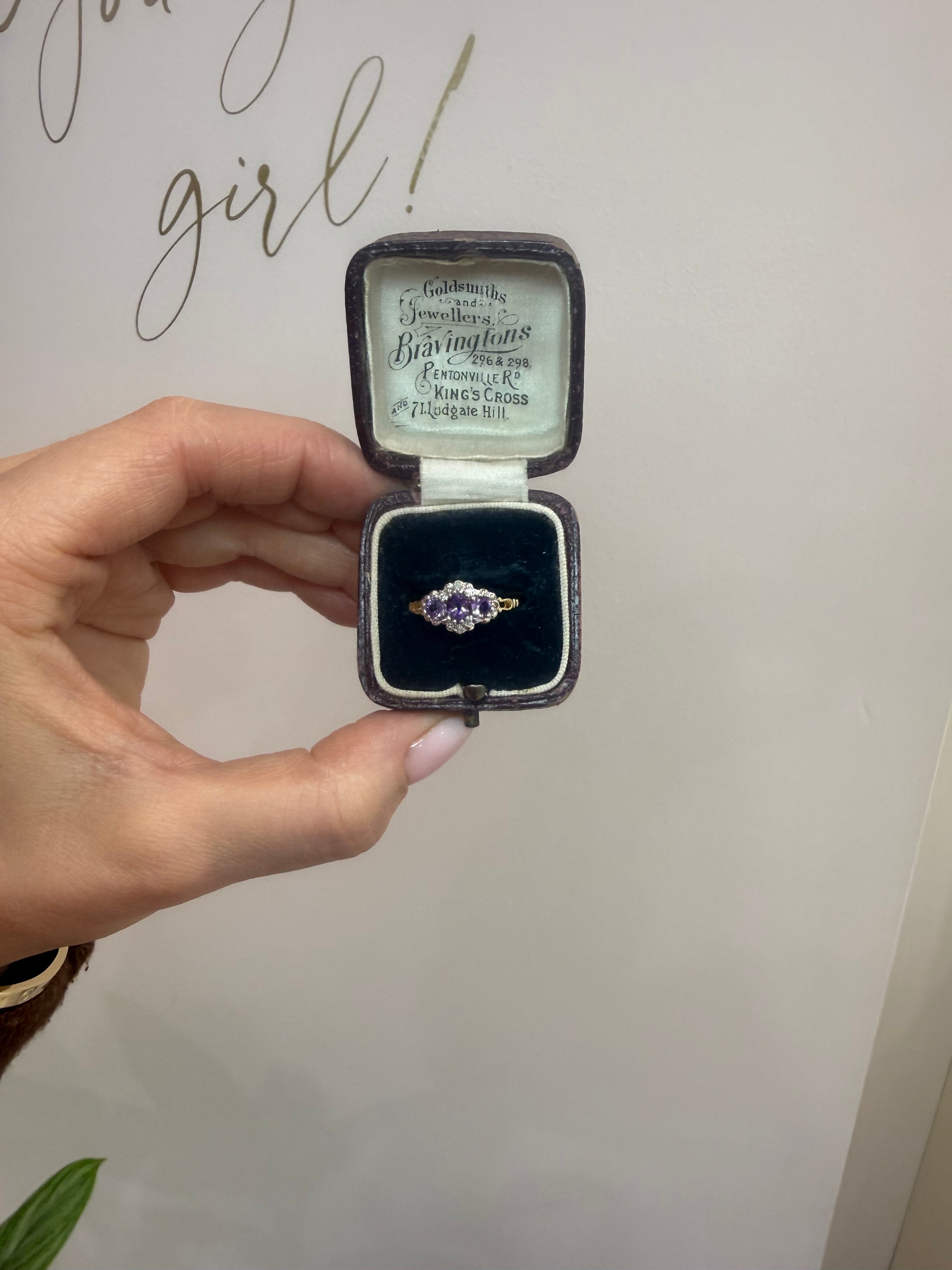9ct Gold Amethyst & Diamond Ring