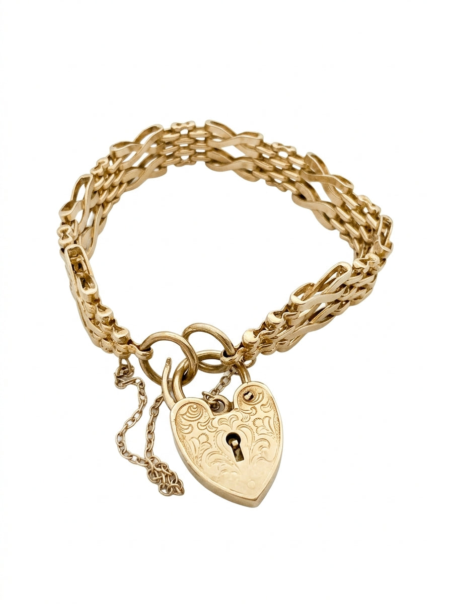 9ct Gold Decorated Gate Bracelet