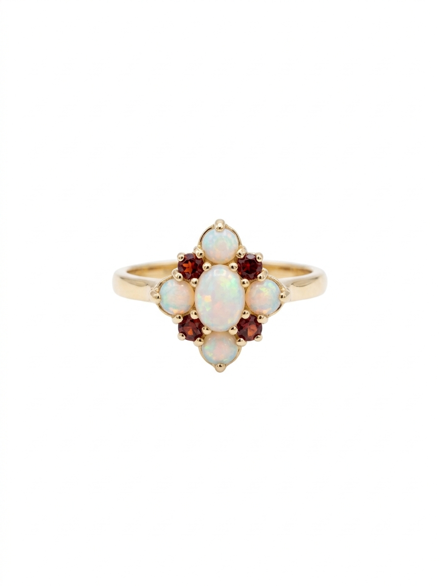9ct Opal & Garnet Cluster Ring
