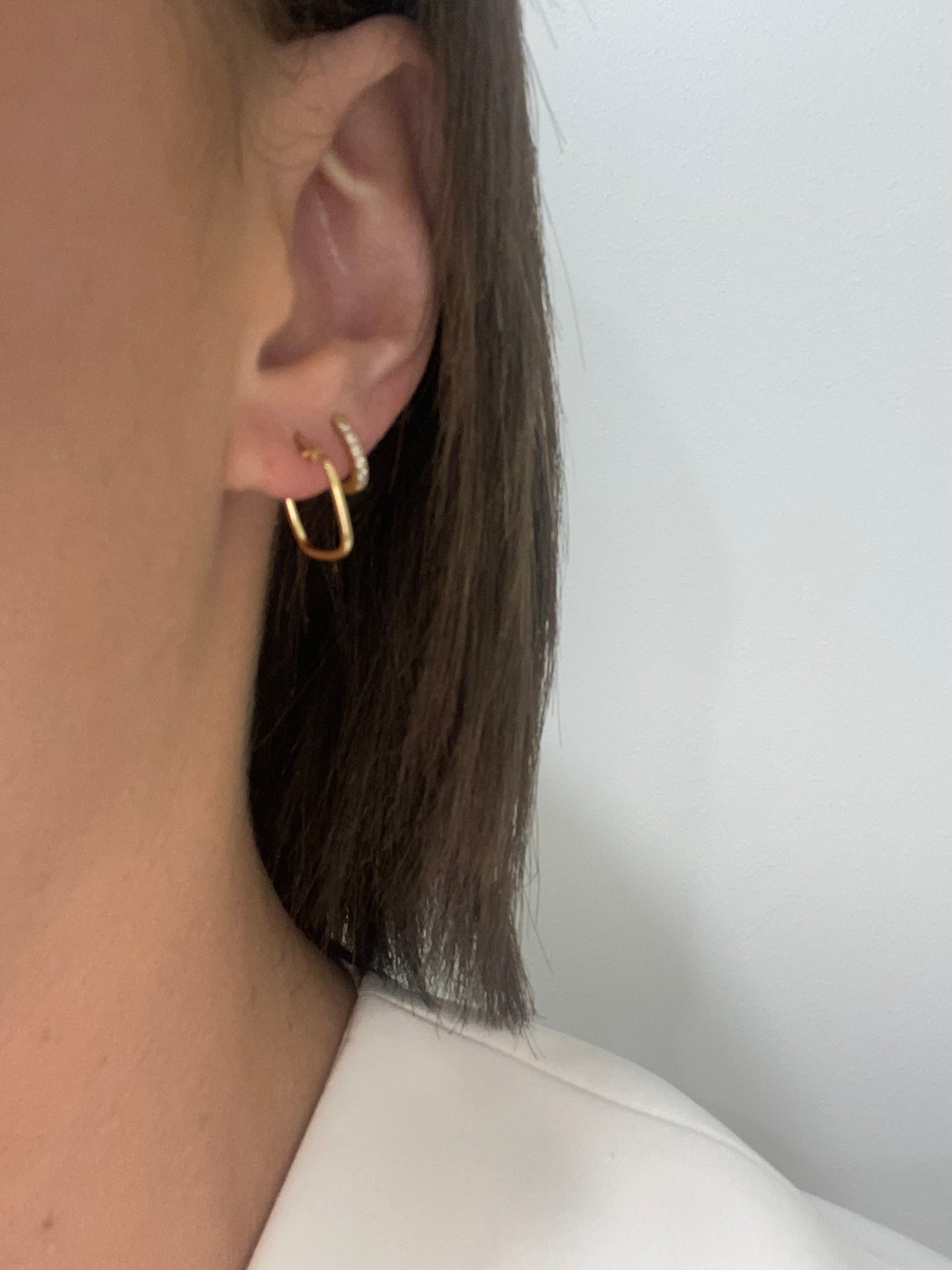 9ct Gold Rach Square Hoops