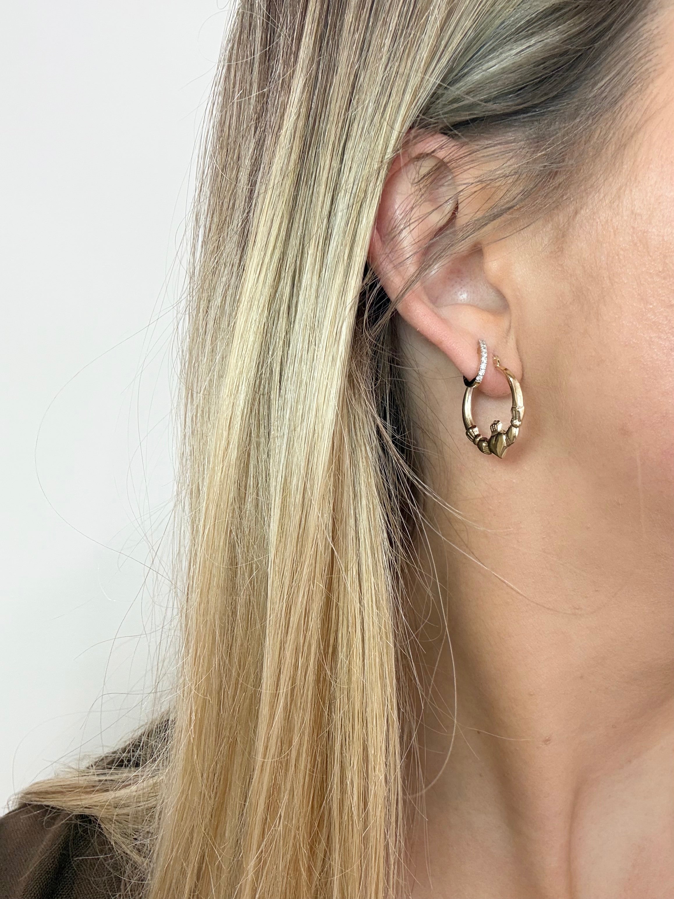 9ct Gold Claddagh Hoop Earrings