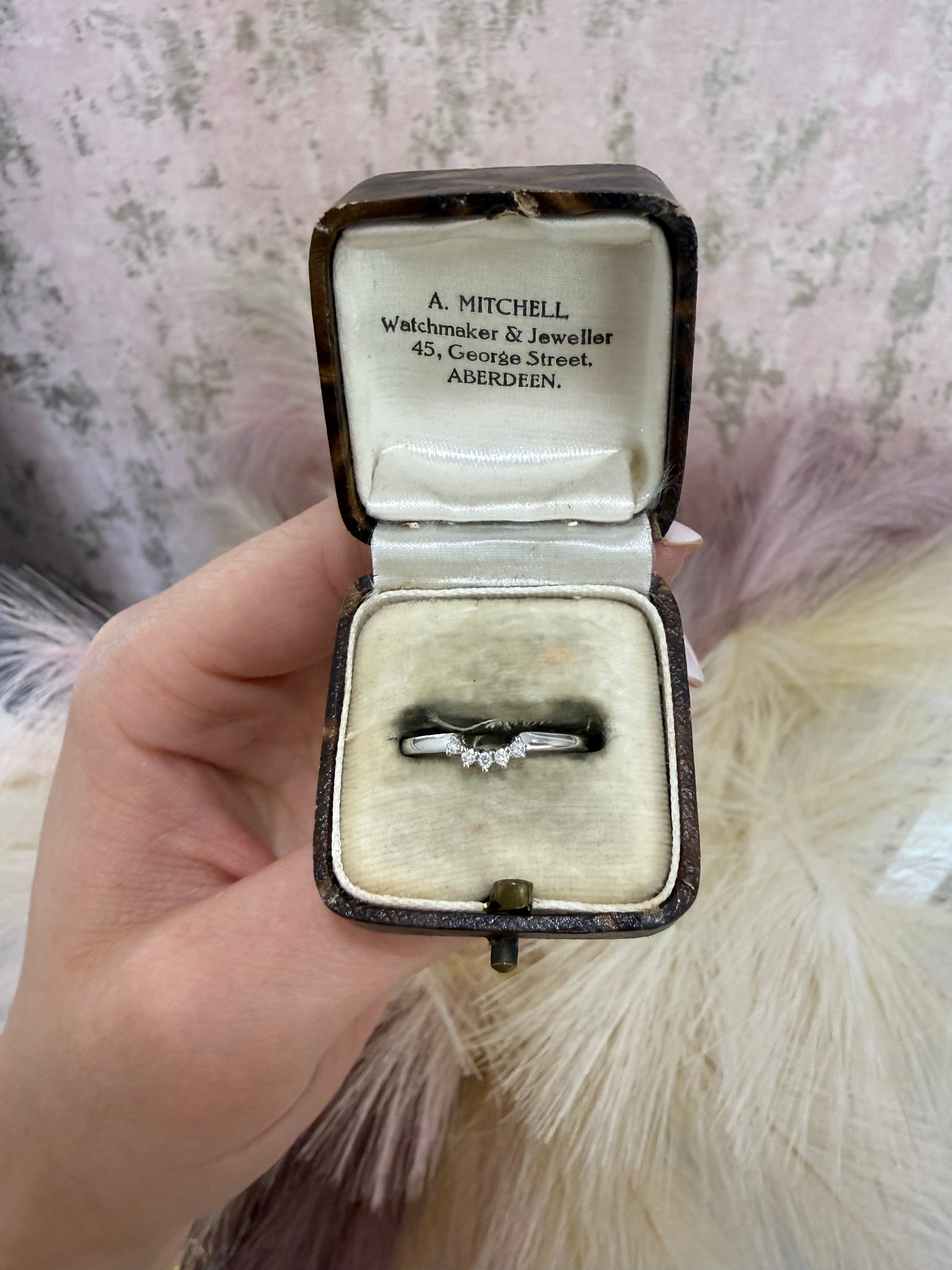 9ct White Gold Curved Diamond Ring