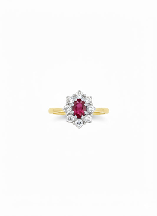 18ct Oval Ruby & Diamond Ring
