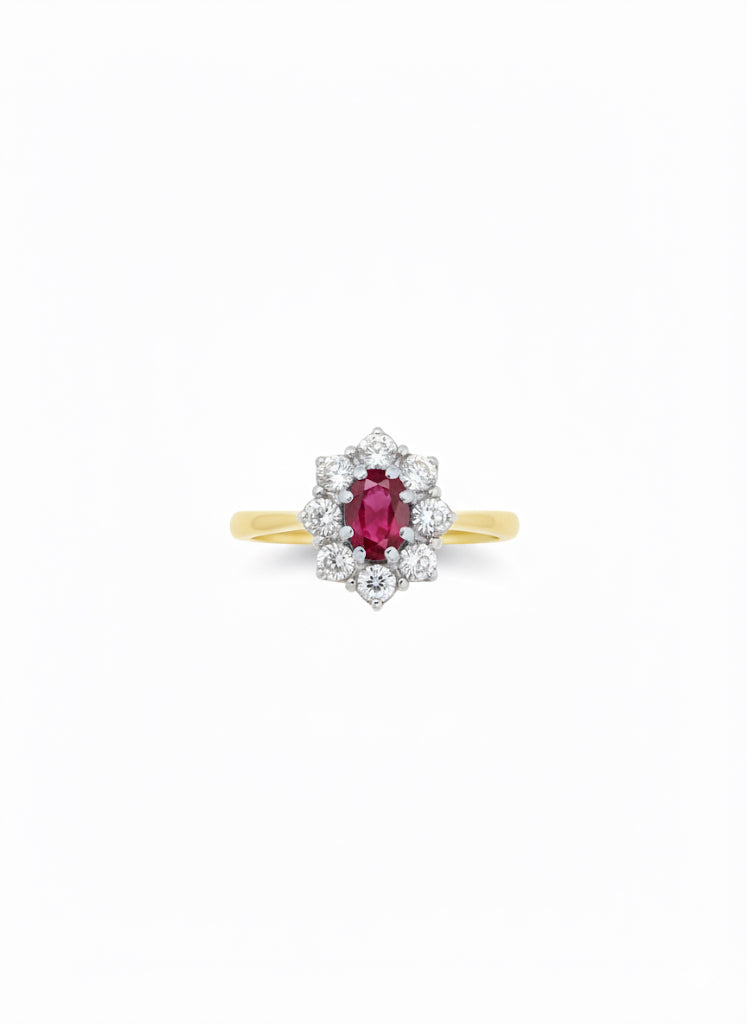 18ct Oval Ruby & Diamond Ring